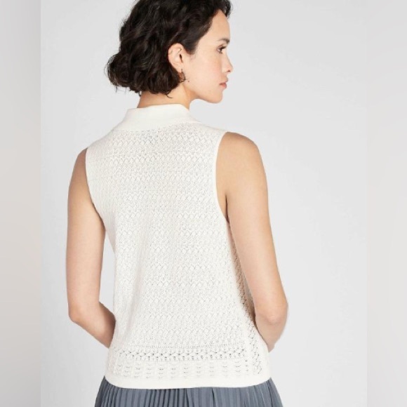 Club Monaco Women’s XS White Sleeveless Johnny Collar Sweater Tank Top - Picture 2 of 9